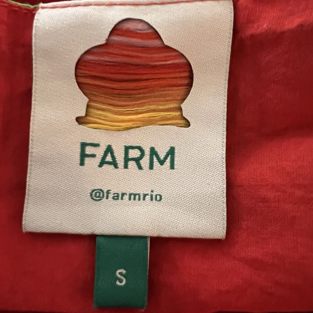 Farm Rio Crop‎ Top Small Puff Sleeve Artsy Button Up Water Color - Picture 3 of 5